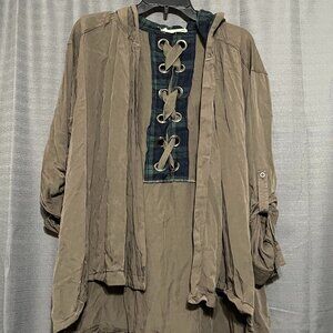 Hooded Jacket (Olive and Blue/Green Plaid)